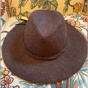 Kathy Jeanne wool felt wide brim hat. Deep brown.
